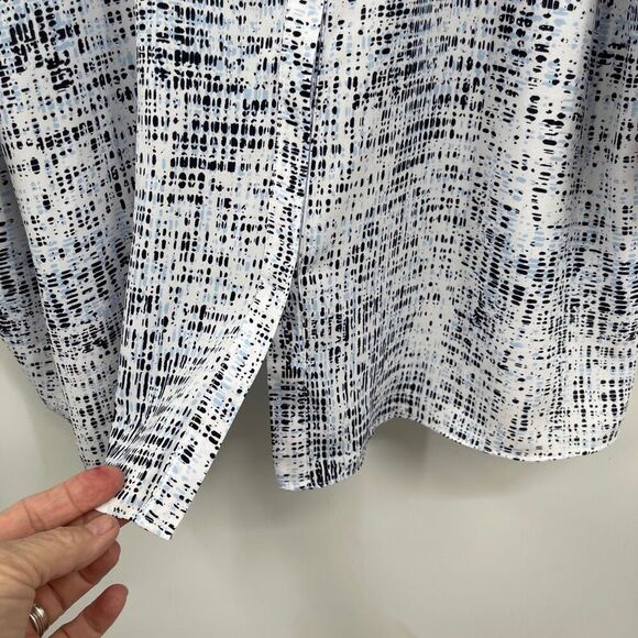 NYDJ Multicolor Split Neck Button Up 3/4 Sleeve Pintuck Blouse Size 3X NWT - Picture 4 of 10